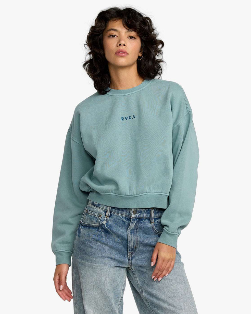 RVCA Forever Fleece Sweatshirt-Blue Haze L | RVCA | Sweatshirt - Northshore Newquay - Surf/Skate