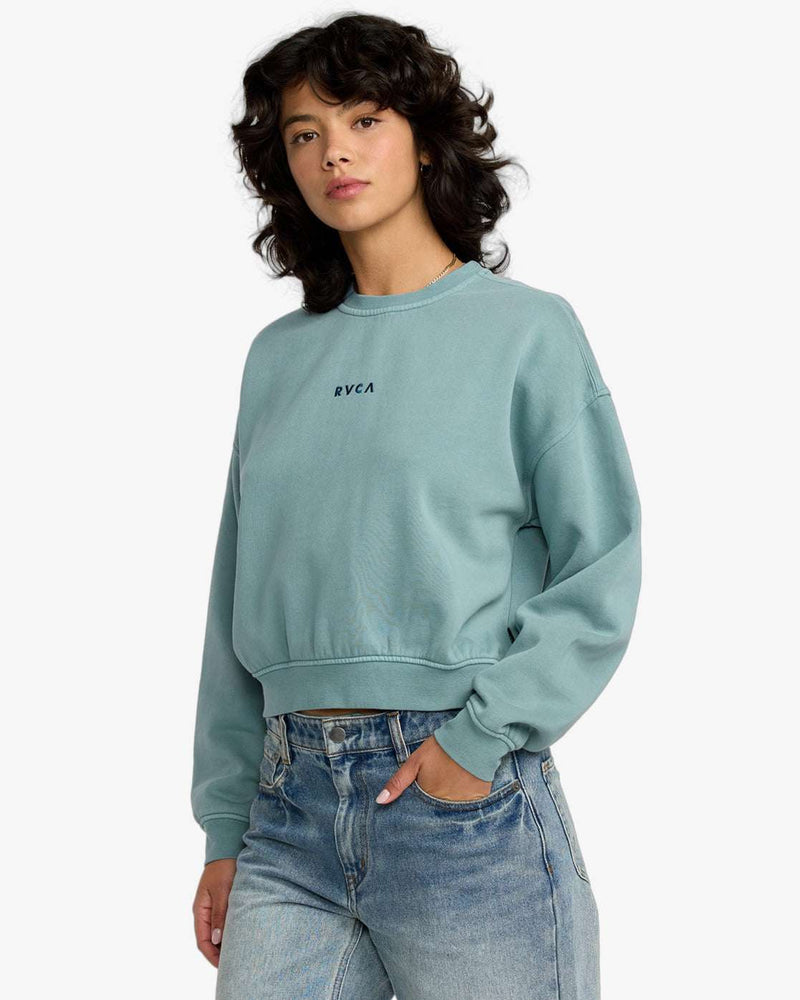 RVCA Forever Fleece Sweatshirt-Blue Haze | RVCA | Sweatshirt - Northshore Newquay - Surf/Skate