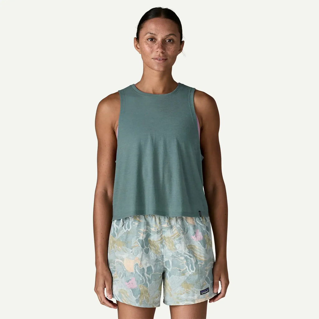 Patagonia Women's Capilene® Cool Trail Cropped Tank Top-Blue Sage | Patagonia | - Northshore Newquay - Surf/Skate Shop