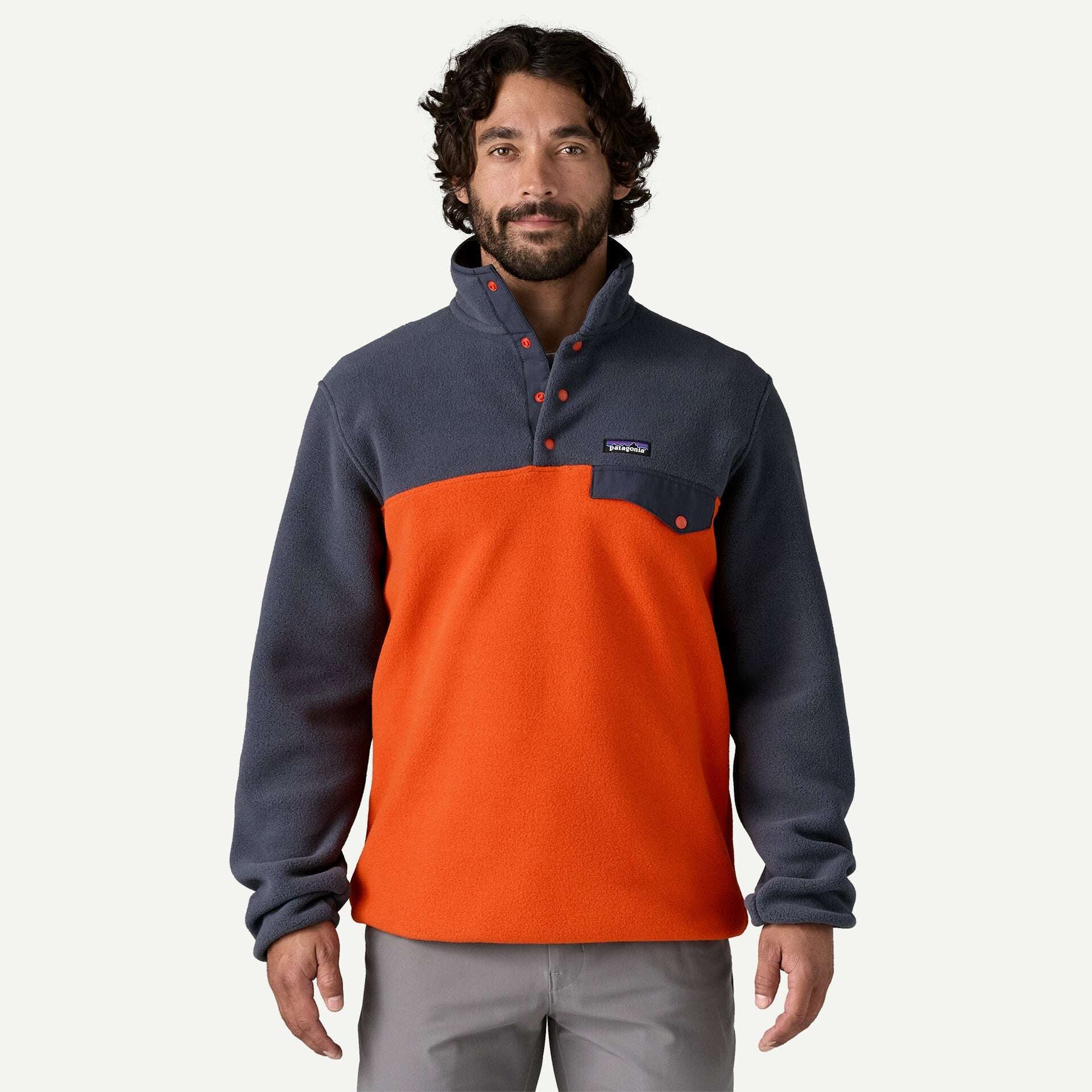 Patagonia Men's Lightweight Synchilla® Snap-T® Fleece Pullover-Pollinator Orange | Patagonia |