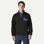 Patagonia Men's Lightweight Synchilla® Snap-T® Fleece Pullover-Black w/P6 Blue