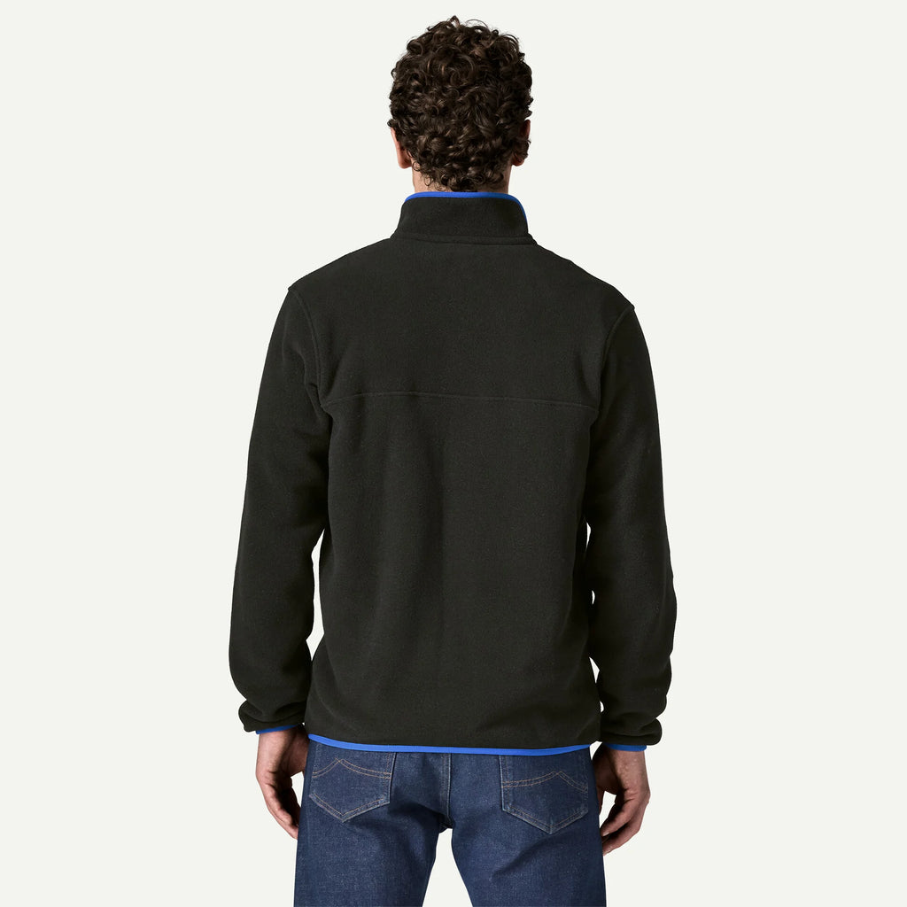 Patagonia Men's Lightweight Synchilla® Snap-T® Fleece Pullover-Black w/P6 Blue
