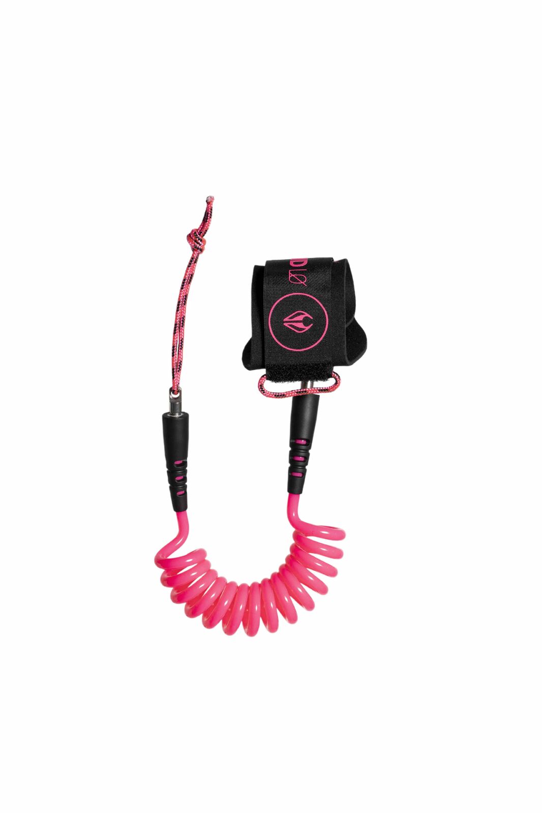 NMD Double Swivel Coiled Wrist bodyboard leash Black Fluro pink | NMD | - Northshore Newquay - Surf/Skate Shop