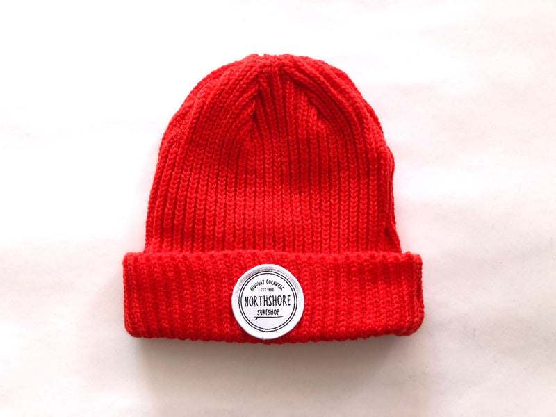 Classic Logo Fisherman Beanie Red Wht | Northshore Surf Shop | Beanie - Northshore Newquay - Surf/Skate Shop