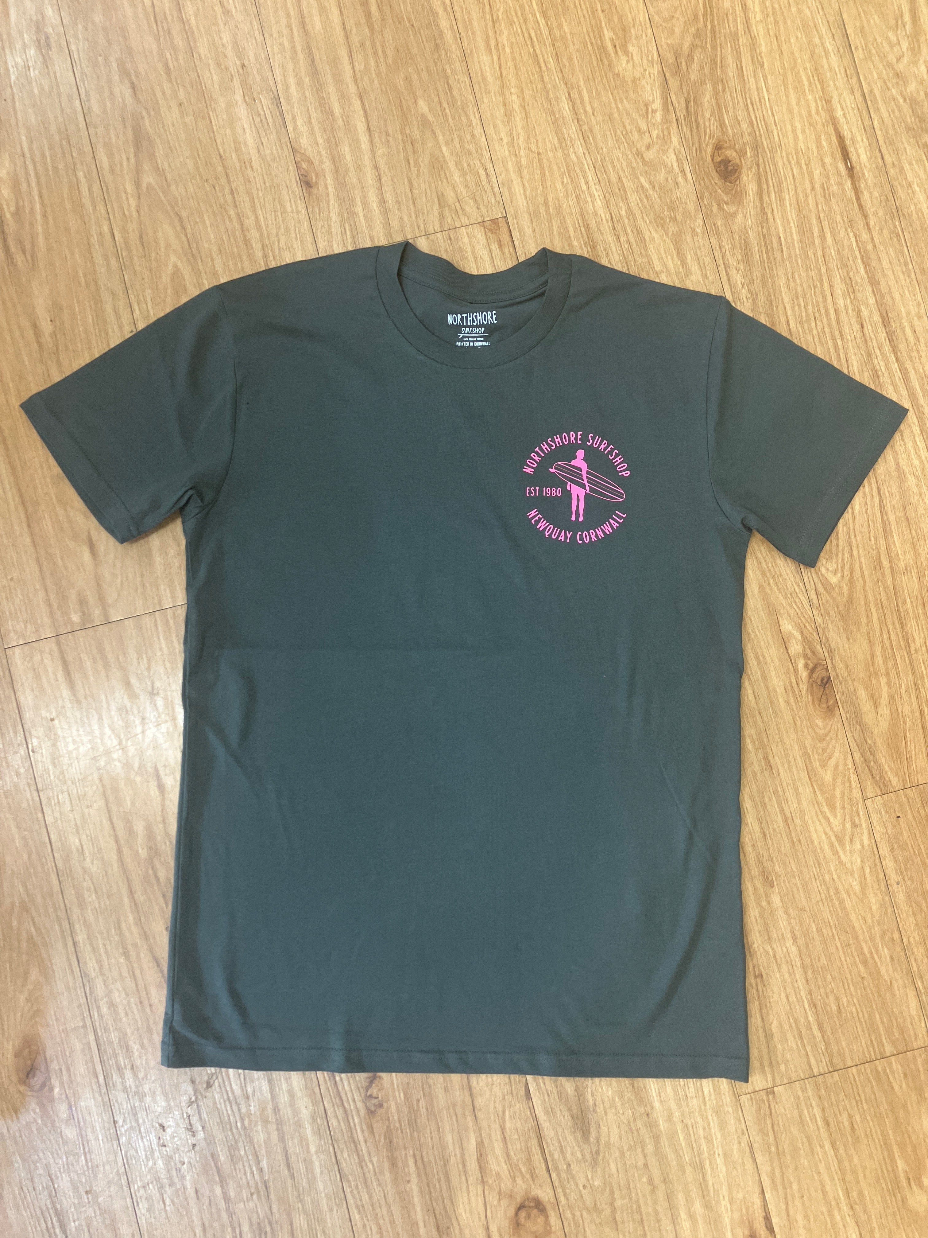 Heritage Organic Tee | Charcoal/Pink | Northshore Surf Shop | T Shirt - Northshore Newquay - Surf/Skate