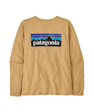 Patagonia Women's Long-Sleeved P-6 Logo Responsibili-Tee®-Beeswax Tan | Patagonia |