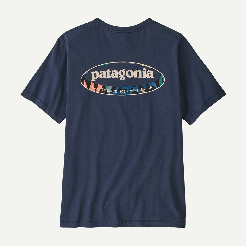Patagonia Men's '95 Oval Logo T-Shirt- New Navy: Kaleido | Patagonia | T Shirt - Northshore Newquay - Surf/Skate Shop