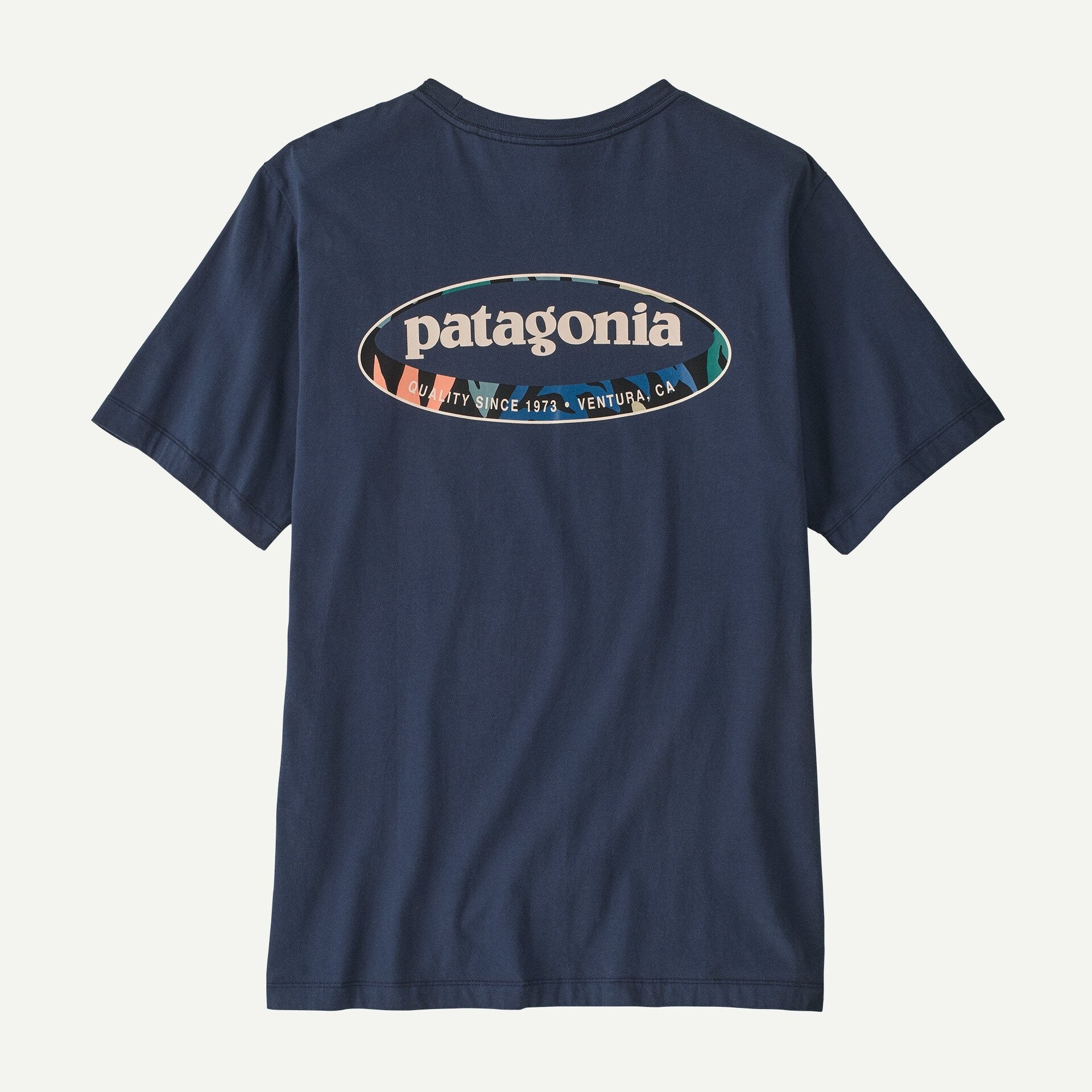 Patagonia Men's '95 Oval Logo T-Shirt- New Navy: Kaleido | Patagonia | T Shirt - Northshore Newquay - Surf/Skate Shop