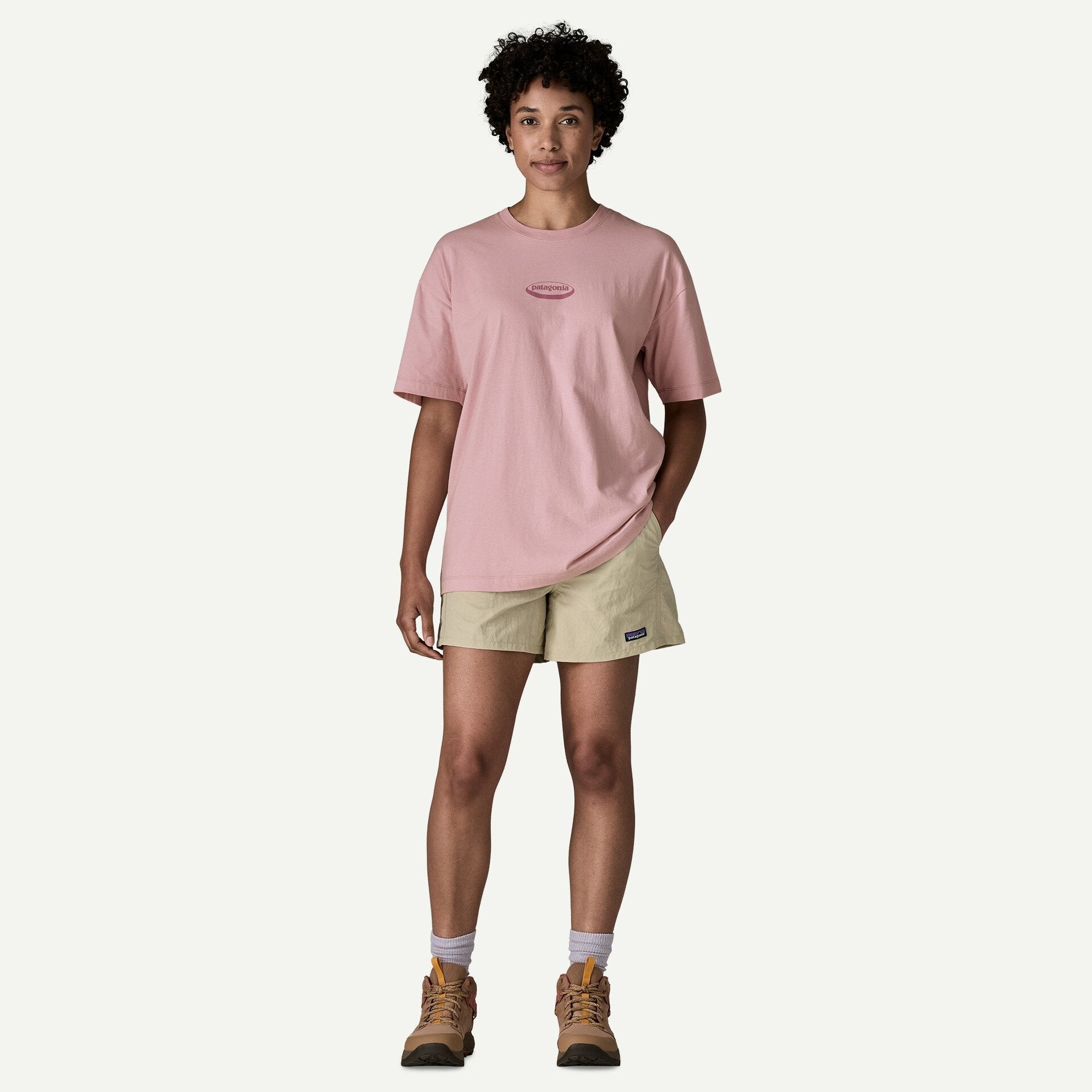 Patagonia Women's '95 Oval Logo Oversized T-Shirt-Quiet Violet | Patagonia | - Northshore Newquay - Surf/Skate Shop