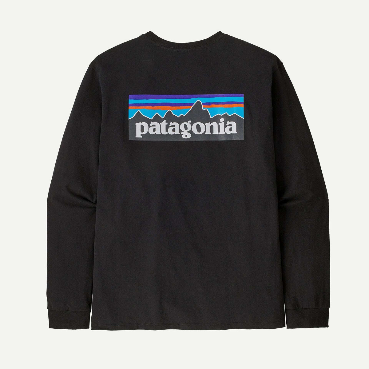 Patagonia Men's Long-Sleeved P-6 Logo Responsibili-Tee®- Black | Patagonia | T Shirt - Northshore Newquay - Surf/Skate Shop