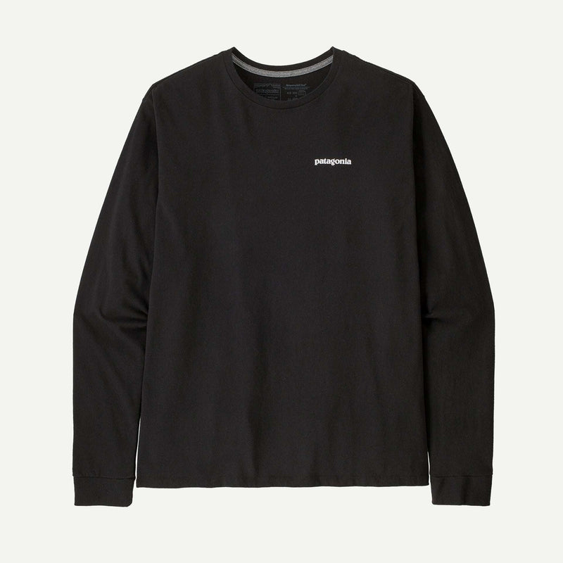 Patagonia Men's Long-Sleeved P-6 Logo Responsibili-Tee®- Black | Patagonia | T Shirt - Northshore Newquay - Surf/Skate Shop