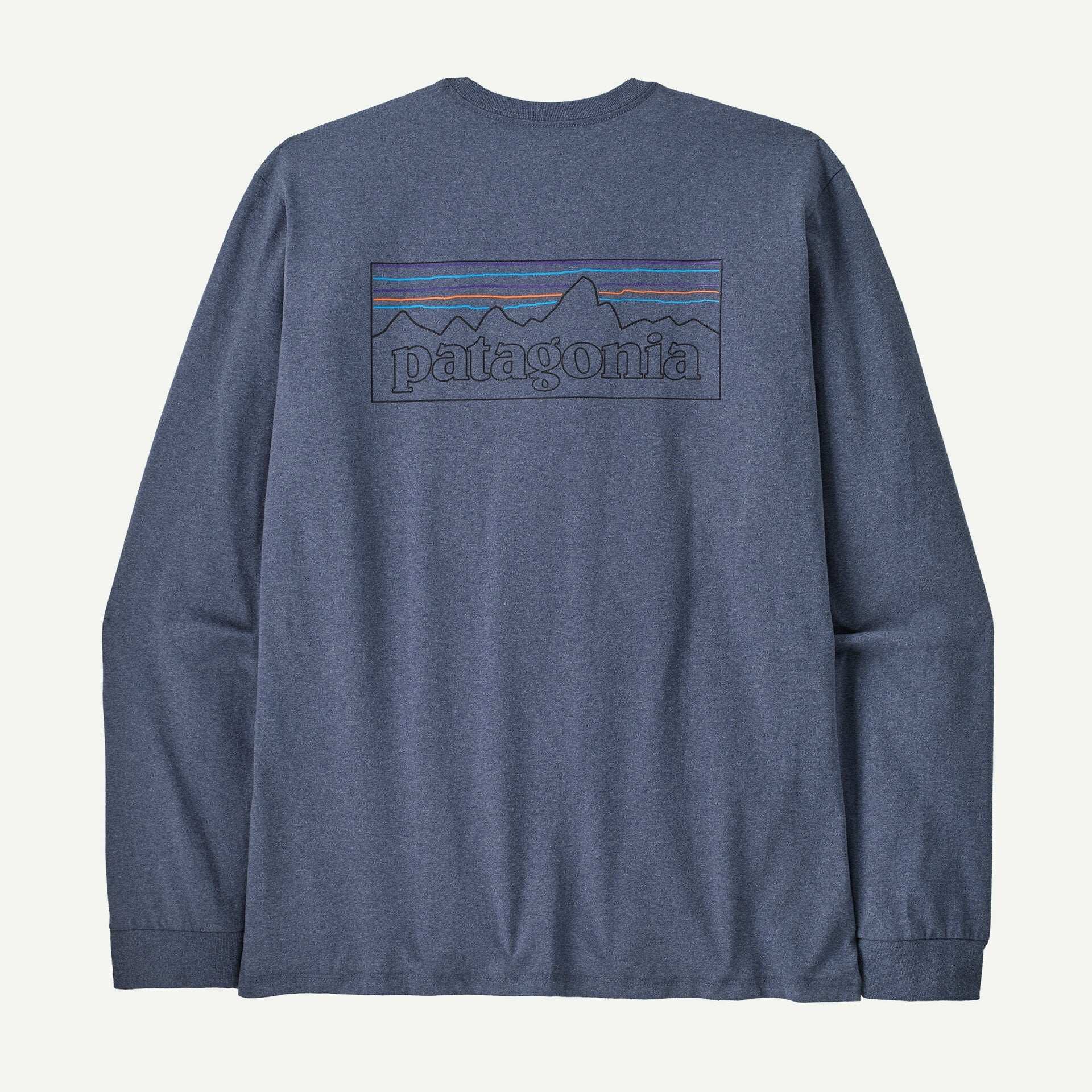 Patagonia Men's Long-Sleeved P-6 Logo Responsibili-Tee®-Current Blue | Patagonia |