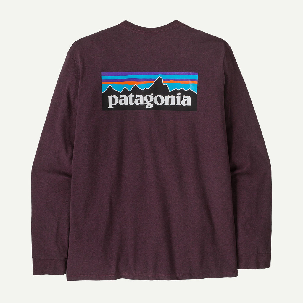 Patagonia Men's Long-Sleeved P-6 Logo Responsibili-Tee®-Berry Fig