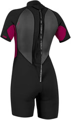 O'NEILL 2026 Womens Reactor-2 2mm Back Zip Shorty Wetsuit - Black/Punk Pink | O'neill | - Northshore Newquay - Surf/Skate Shop