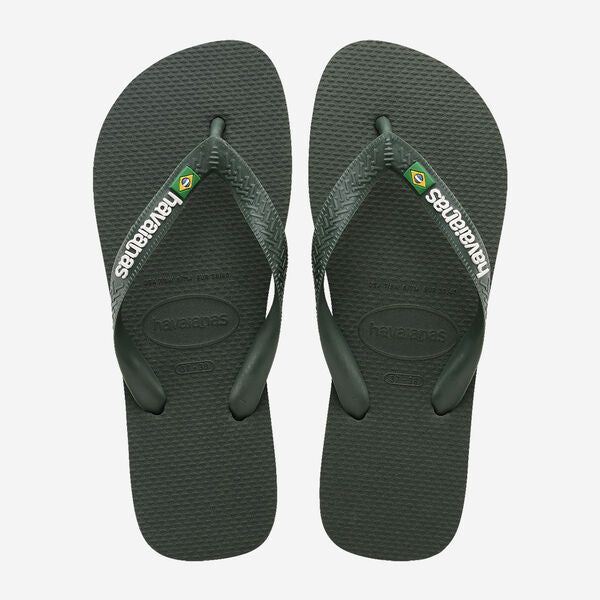 Havaianas Brasil Logo-Green Olive/Green | Havaianas | Flip Flops - Northshore Newquay - Surf/Skate Shop