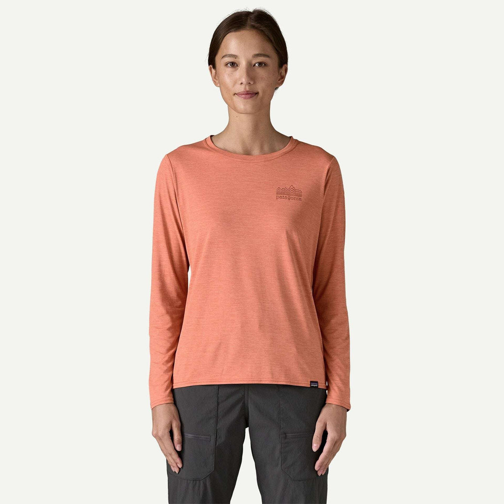 Patagonia Women's Long-Sleeved Capilene®Cool Daily Graphic Shirt-Strataspire: Moment Pink X-Dye XL | Patagonia | T Shirt - Northshore Newquay - Surf/Skate Shop