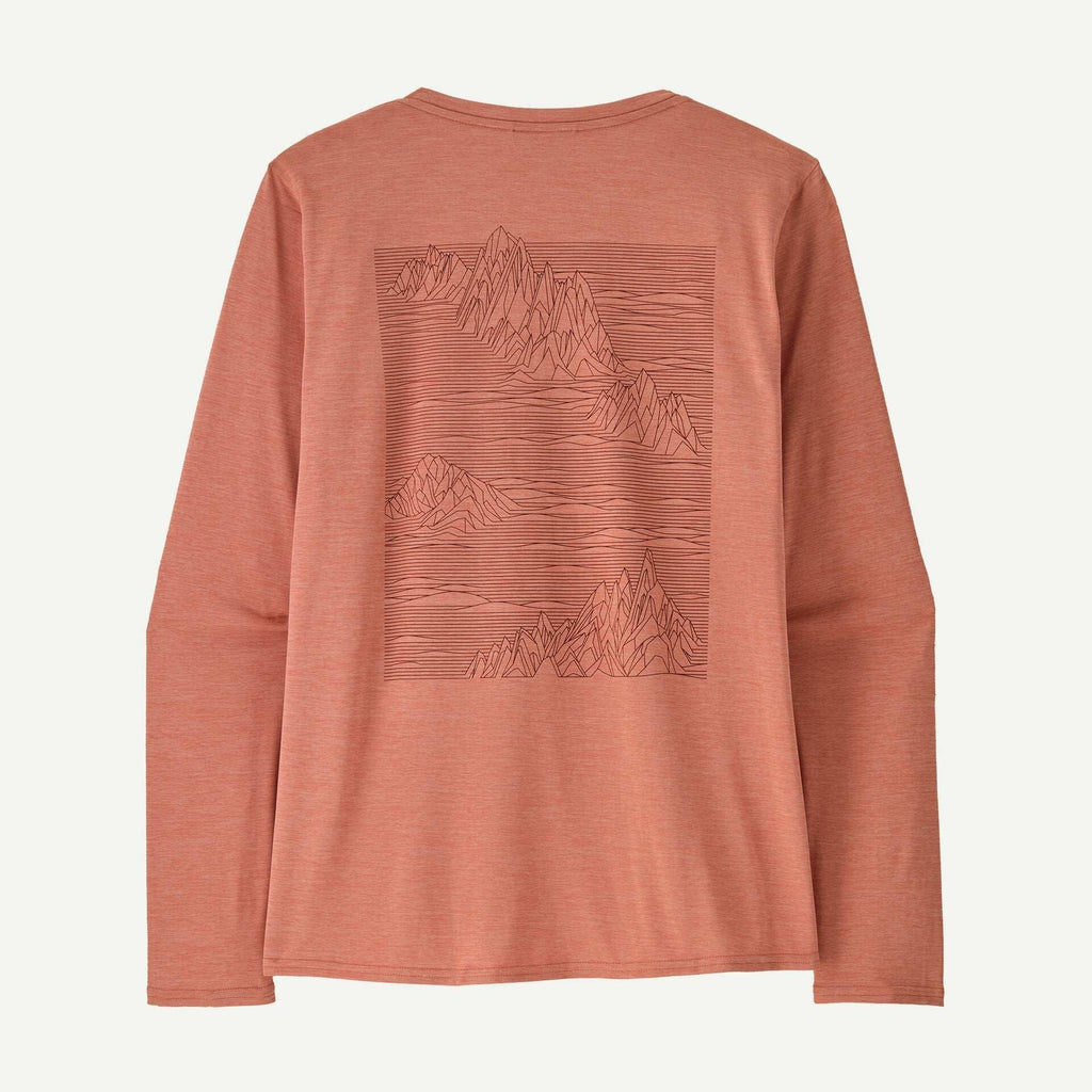 Patagonia Women's Long-Sleeved Capilene®Cool Daily Graphic Shirt-Strataspire: Moment Pink X-Dye | Patagonia | T Shirt - Northshore Newquay - Surf/Skate Shop