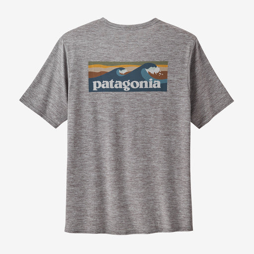 Patagonia Men's Capilene® Cool Daily Graphic Shirt - Waters- Boardshort Logo Abalone Blue: Feather Grey | Patagonia |
