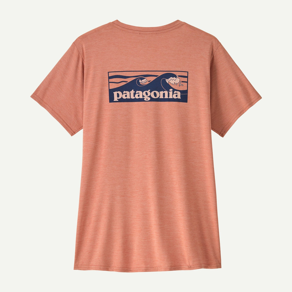 Patagonia Women's Capilene® Cool Daily Graphic Shirt Waters-Boardshort Logo Tones: Moment Pink X-Dye | Patagonia | T Shirt