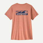 Patagonia Women's Capilene® Cool Daily Graphic Shirt Waters-Boardshort Logo Tones: Moment Pink X-Dye | Patagonia | T Shirt