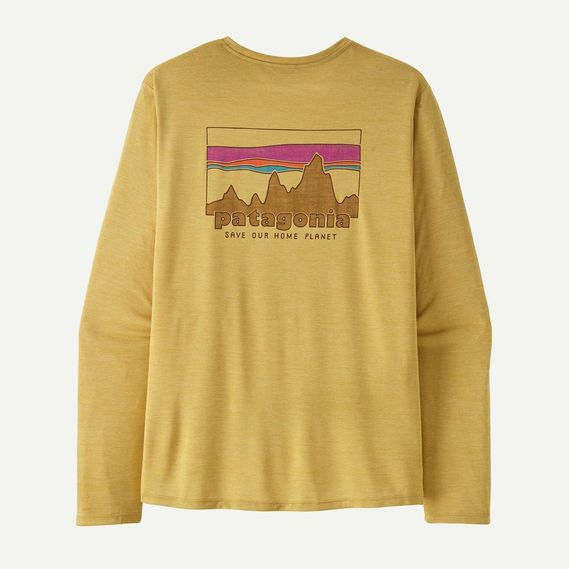Patagonia Men's Long-Sleeved Capilene® Cool Daily Shirt - '73 Skyline-Limestone Yellow - Light Limestone Yellow X-Dye | Patagonia | - Northshore Newquay - Surf/Skate Shop