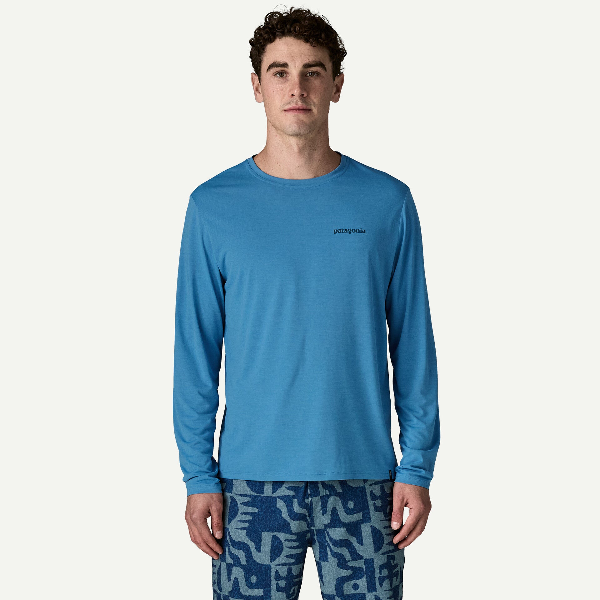 Patagonia Men's Long-Sleeved Capilene® Cool Daily Shirt - Boardshort Logo- Shore Blue - Light Shore Blue X-Dye | Patagonia | - Northshore Newquay - Surf/Skate Shop