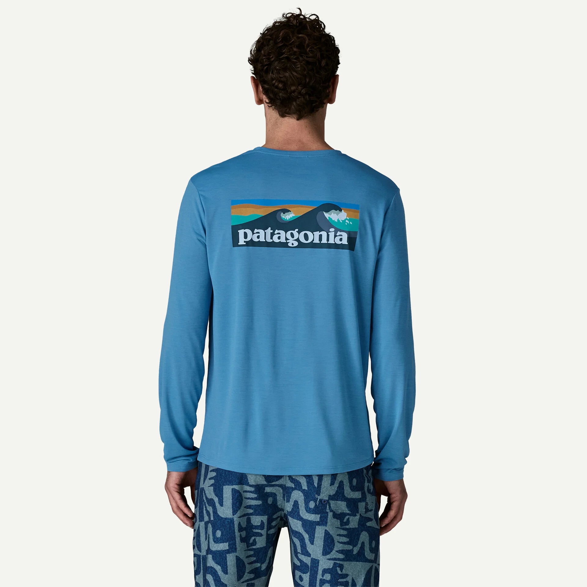 Patagonia Men's Long-Sleeved Capilene® Cool Daily Shirt - Boardshort Logo- Shore Blue - Light Shore Blue X-Dye | Patagonia | - Northshore Newquay - Surf/Skate Shop