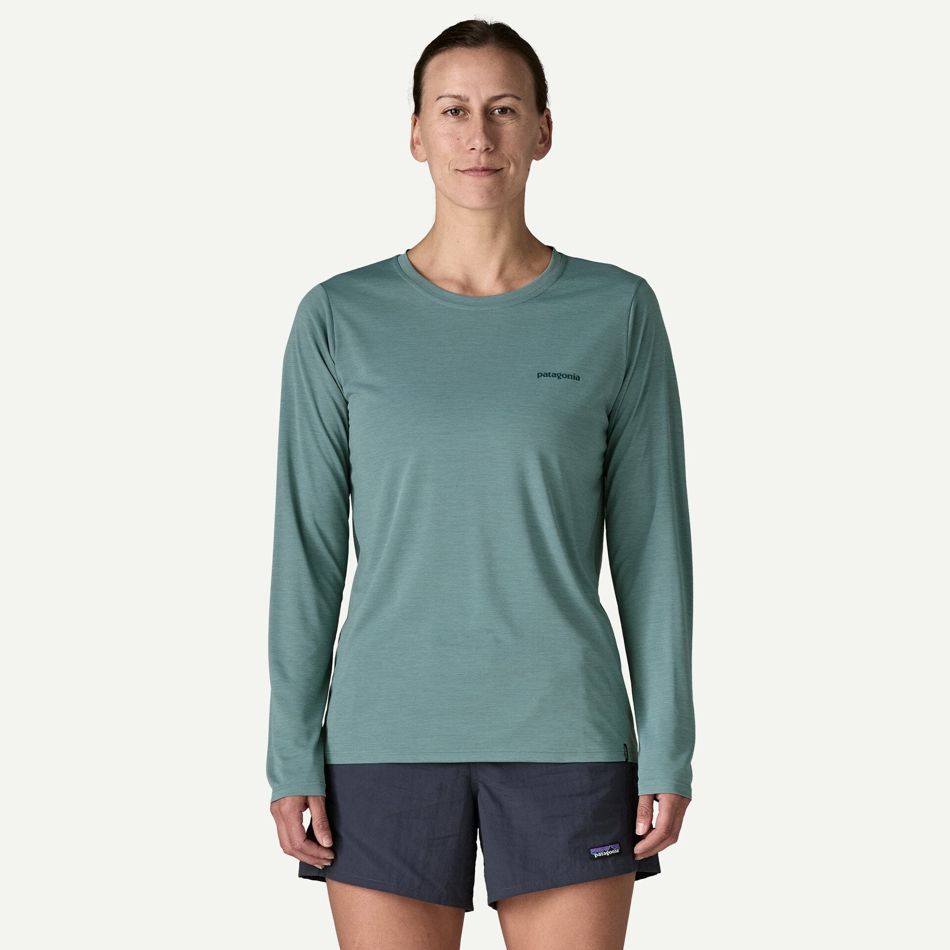 Patagonia Women's Long-Sleeved Capilene® Cool Daily Shirt - Boardshort Logo- Blue Sage - Light Blue Sage X-Dye | Patagonia | - Northshore Newquay - Surf/Skate Shop