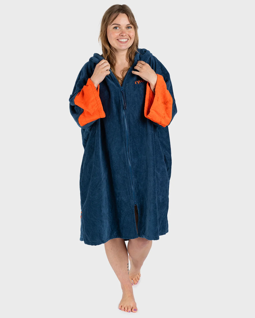 Dryrobe full-zip organic Towel Robe Deep sea blue - L | Dryrobe | Change Robe