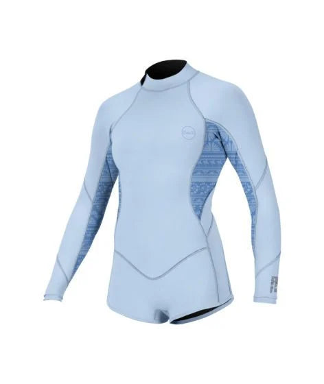 O'Neill Girls Bahia 2/1mm Back Zip L/S Shorty - Chambray Blue / Surf Abstract | O'neill | - Northshore Newquay - Surf/Skate Shop