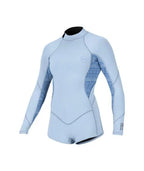 O'Neill Girls Bahia 2/1mm Back Zip L/S Shorty - Chambray Blue / Surf Abstract | O'neill | - Northshore Newquay - Surf/Skate Shop