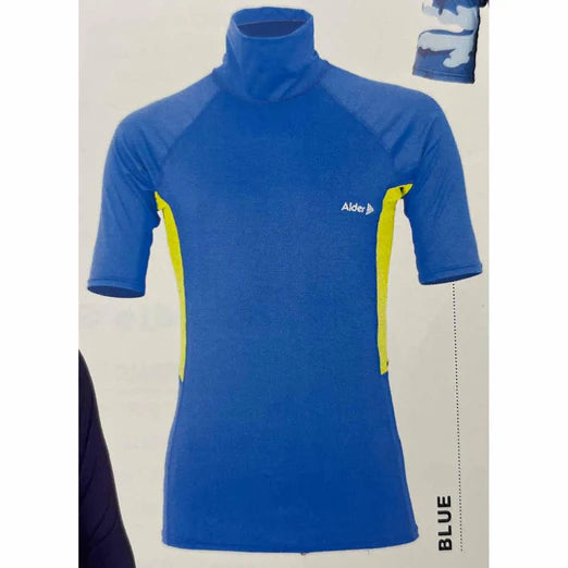 Alder Cruz Adult short sleeve rash vest - blue/yellow | Alder | - Northshore Newquay - Surf/Skate Shop