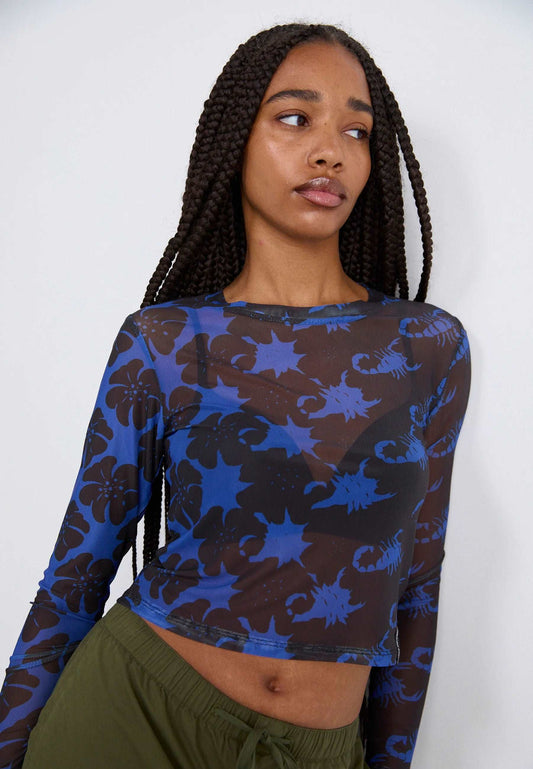 Santa Cruz Women's Top Strip Digi Mesh Long sleeve top-Blue/Black | Santa Cruz |