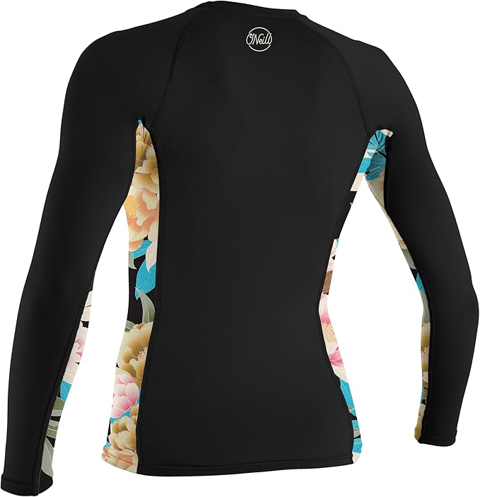 ONeill Ladies Side Print Long Sleeve Rash Vest black/micah floral | O’neill | Rash Vest - Northshore Newquay - Surf/Skate Shop