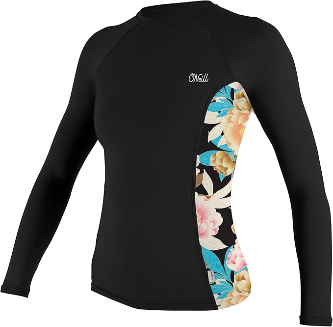 ONeill Ladies Side Print Long Sleeve Rash Vest black/micah floral | O’neill | Rash Vest - Northshore Newquay - Surf/Skate Shop