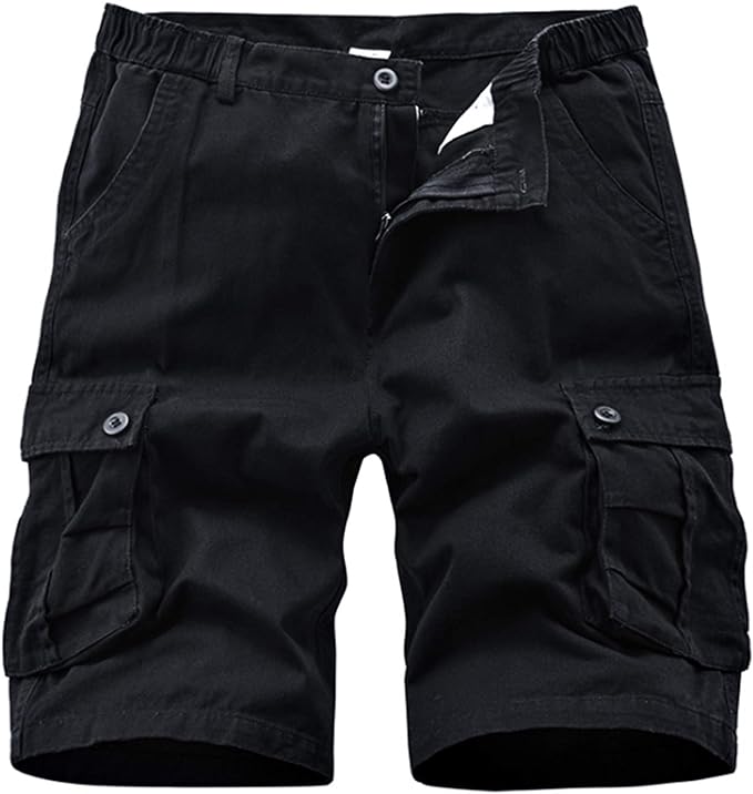 Men's Multi Pocket Cargo Shorts-Black | SRG Apparel |