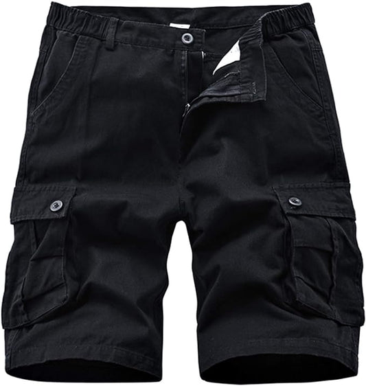 Men's Multi Pocket Cargo Shorts-Black | SRG Apparel |