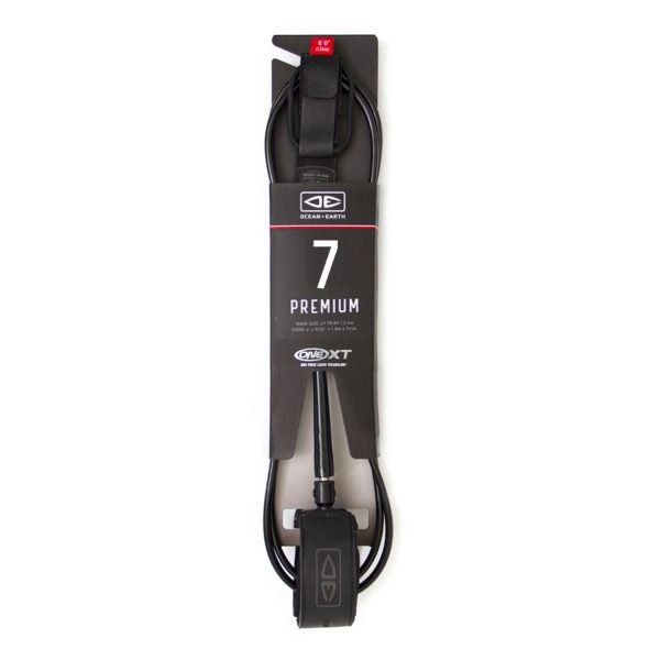 Ocean & Earth Premium Xt 7ft Leash Black | Ocean & Earth | - Northshore Newquay - Surf/Skate Shop