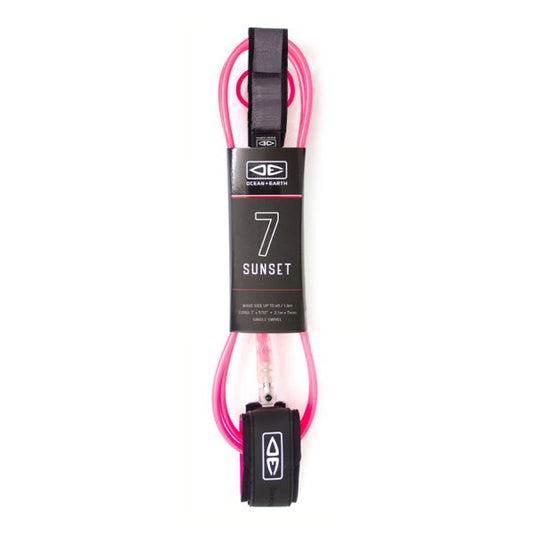 Ocean and Earth Sunset 7ft Leash - Pink Pink | Ocean & Earth | Surfboard Leash