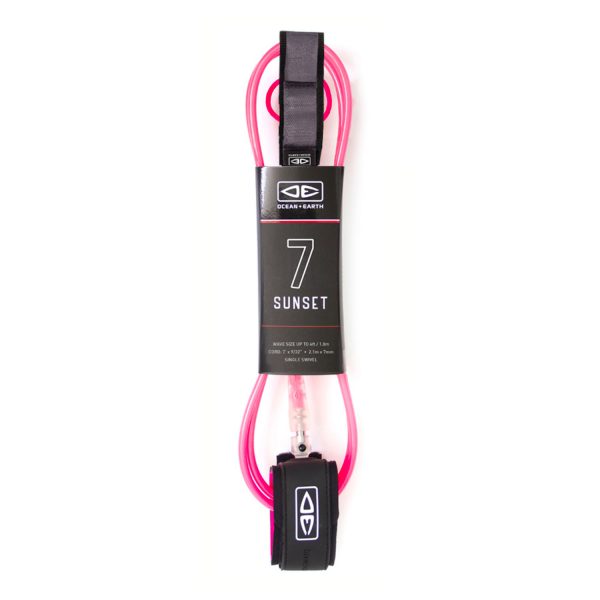 Ocean and Earth Sunset 7ft Leash - Pink Pink | Ocean & Earth | Surfboard Leash - Northshore Newquay - Surf/Skate Shop