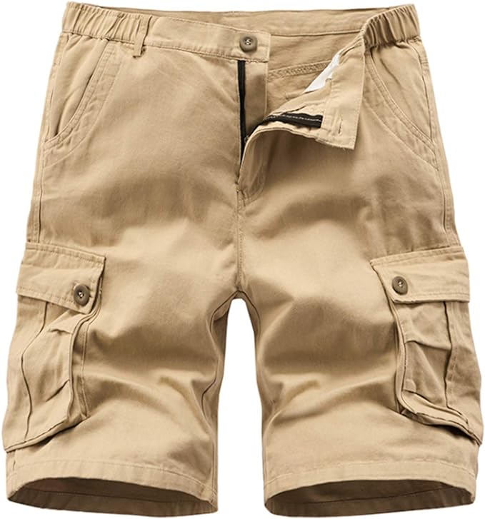 Men's Multi Pocket Cargo Shorts-Stone | SRG Apparel |