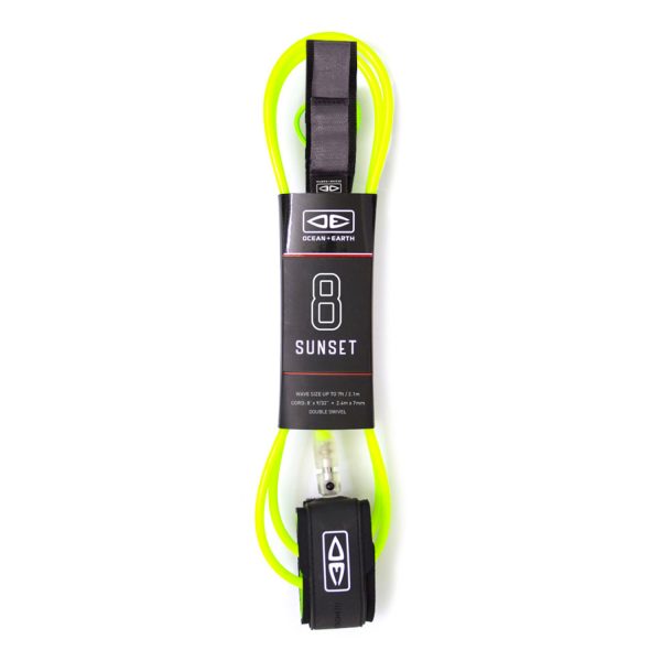 Ocean and Earth Sunset 8ft Leash - Lime Lime | Ocean & Earth | Surfboard Leash