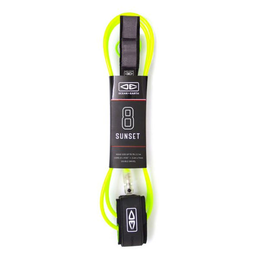 Ocean and Earth Sunset 8ft Leash - Lime Lime | Ocean & Earth | Surfboard Leash