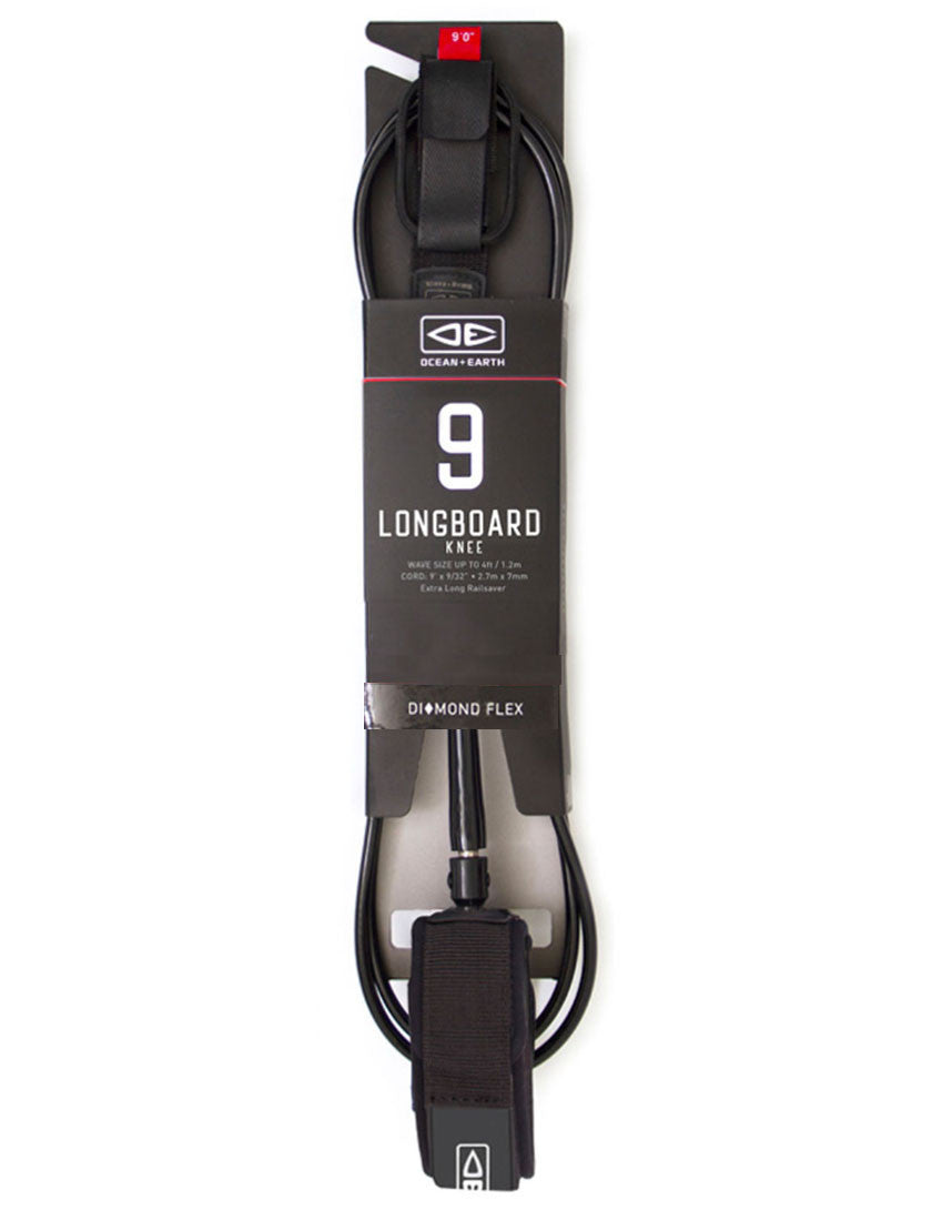 Ocean and earth 9ft Calf / Knee Longboard Leash Black | Ocean & Earth | Surfboard Leash - Northshore Newquay - Surf/Skate Shop