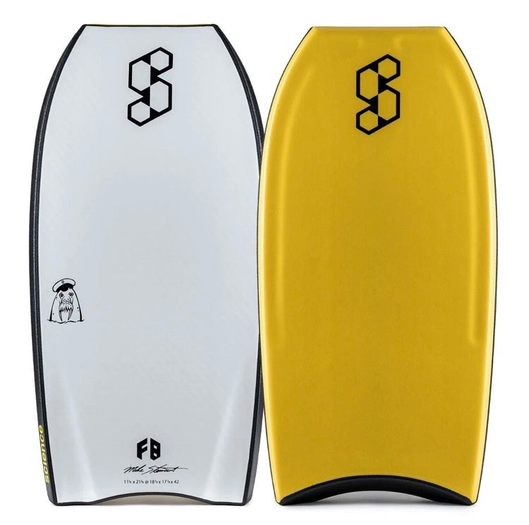 Science SubZero Crescent Tail PE Bodyboard 42” - Yellow/white | Science | Bodyboard - Northshore Newquay - Surf/Skate Shop