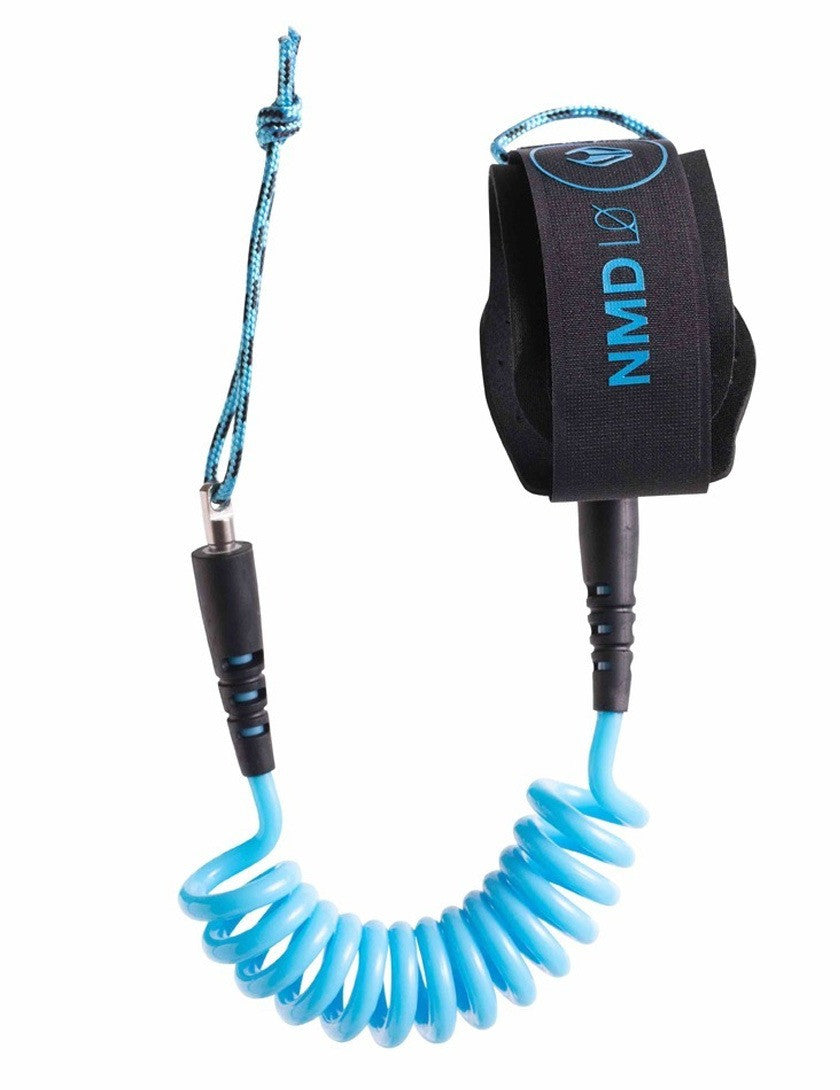 NMD Double Swivel Coiled Wrist bodyboard leash Black Ice Blue | NMD | - Northshore Newquay - Surf/Skate Shop