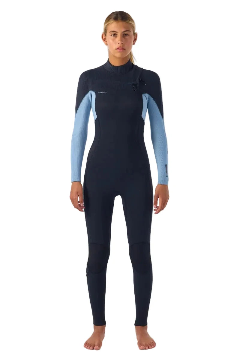 O’NEILL WOMENS HYPERFREAK 5/4MM CHEST ZIP FULL WETSUIT - Black/Fade Denim