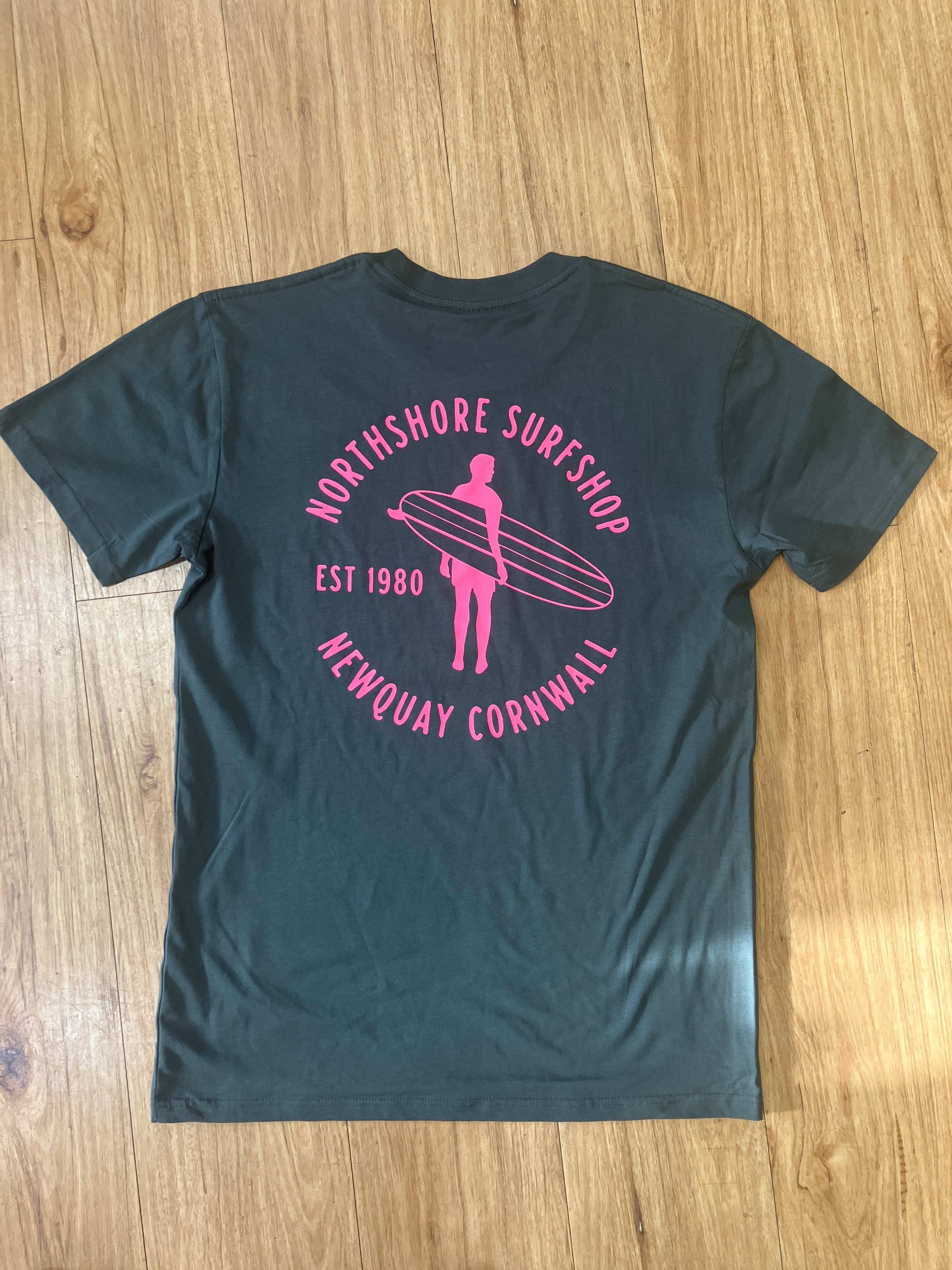 Heritage Organic Tee | Charcoal/Pink | Northshore Surf Shop | T Shirt - Northshore Newquay - Surf/Skate
