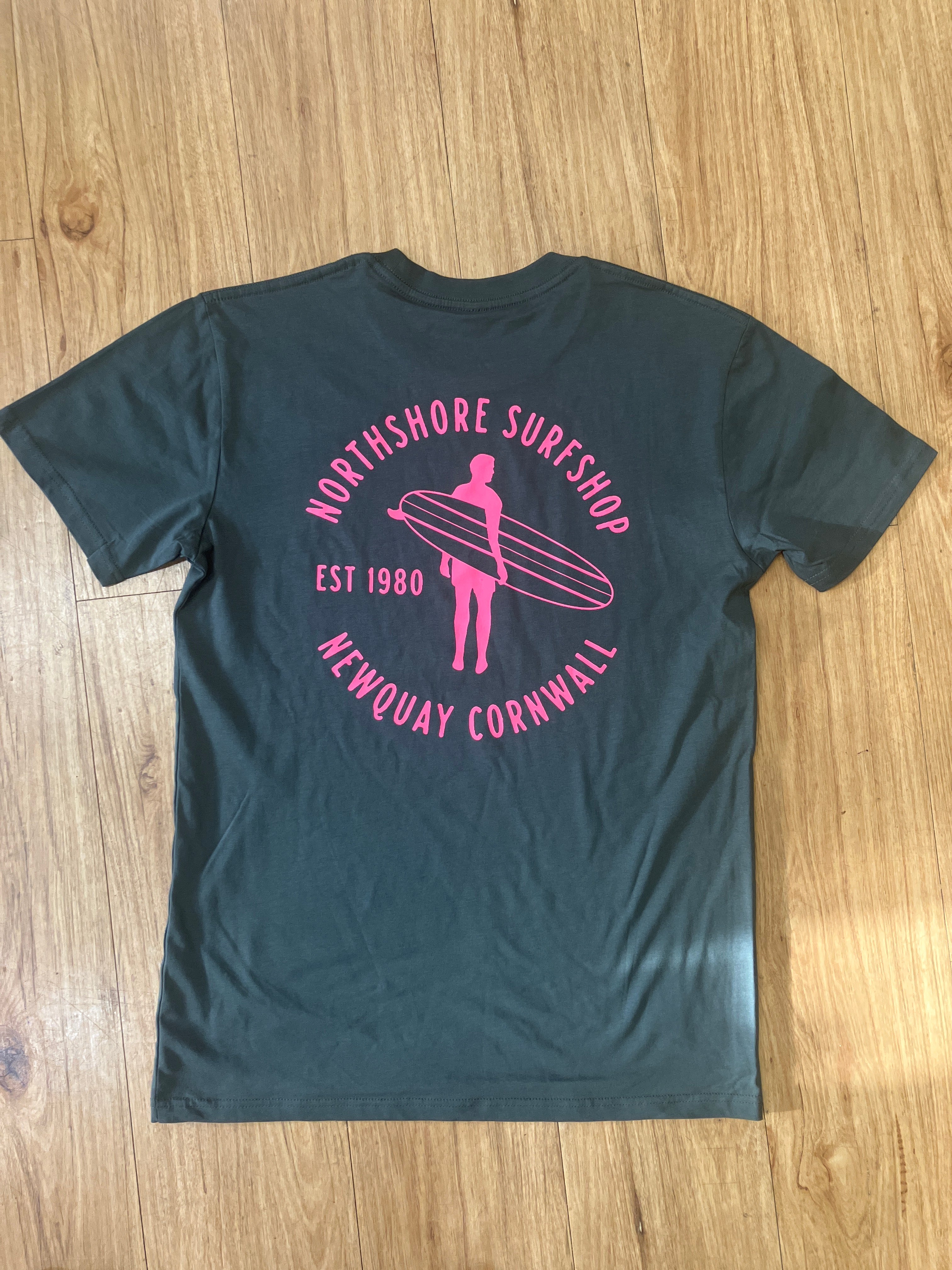Heritage Organic Tee | Charcoal/Pink | Northshore Surf Shop | T Shirt - Northshore Newquay - Surf/Skate