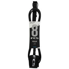 FCS 8ft Classic series regular leash Black | FCS | Surfboard Leash - Northshore Newquay - Surf/Skate Shop